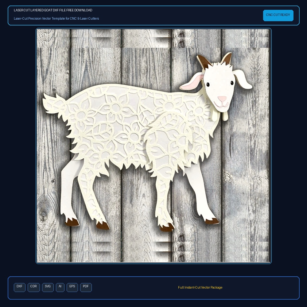 Laser Cut Layered Goat DXF File Free Download - 3axis.co