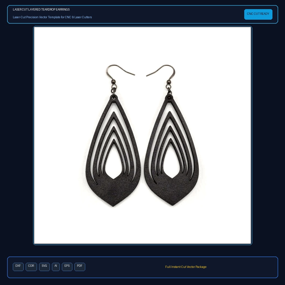 Laser Cut Layered Teardrop Earrings