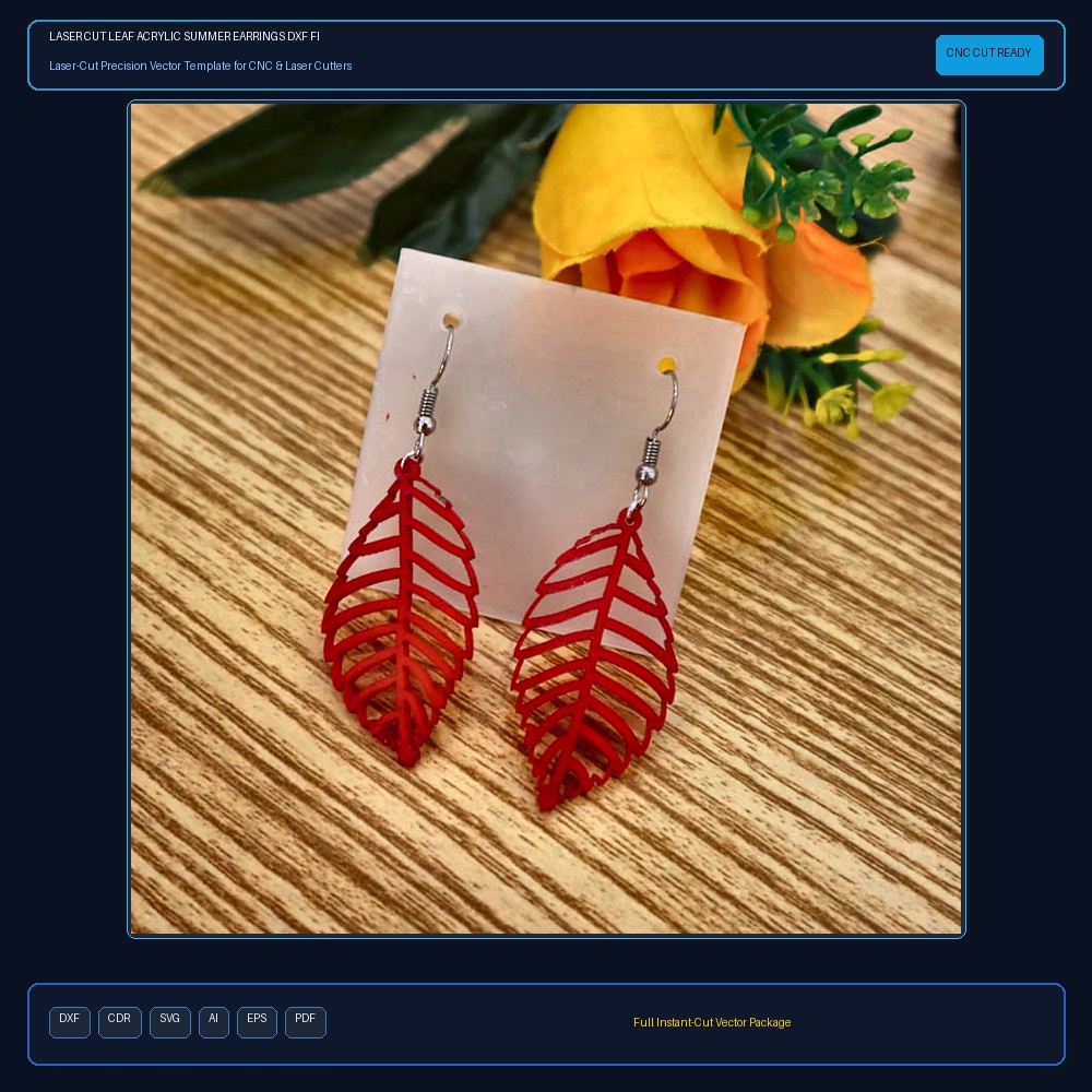 Laser Cut Leaf Acrylic Summer Earrings DXF File Free Download - 3axis.co