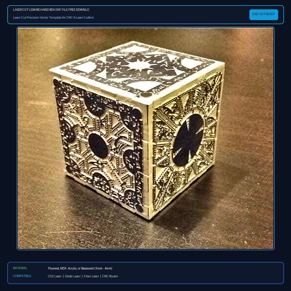Laser Cut Lemarchand Box DXF File Free Download - 3axis.co View 2