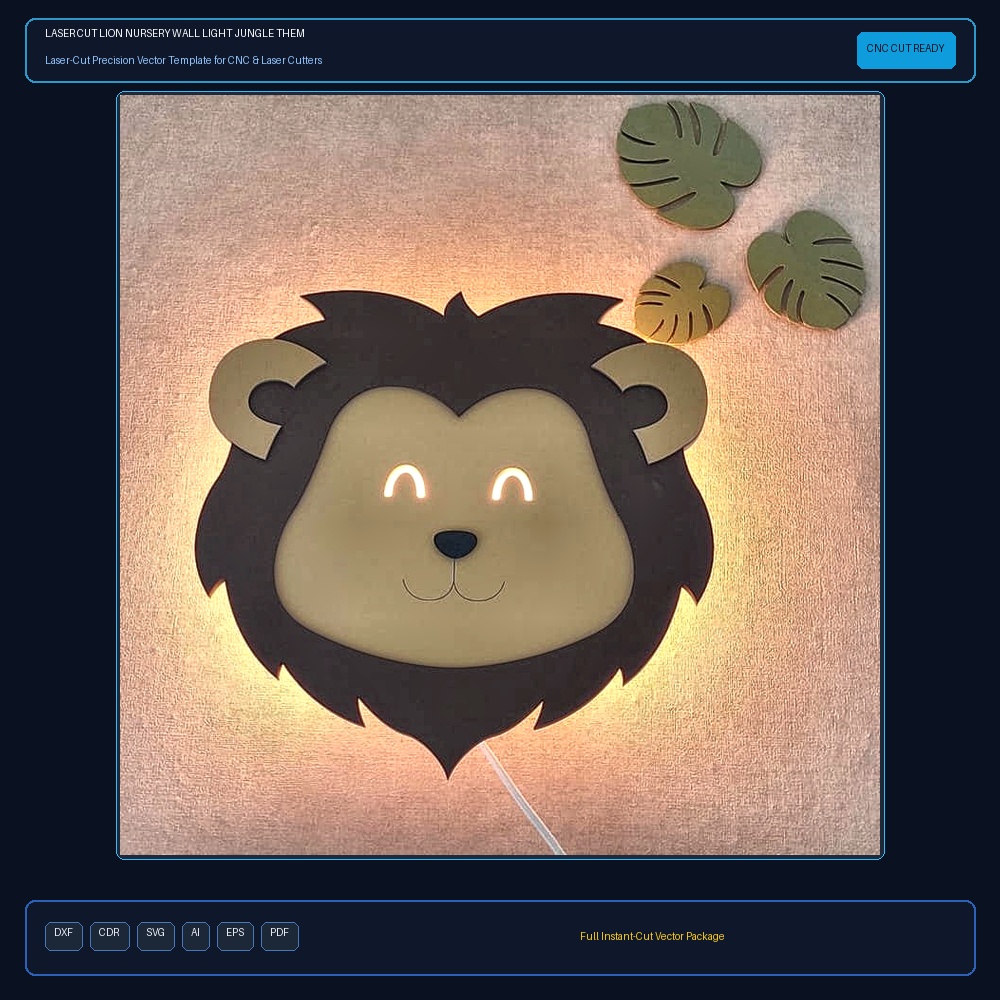 Laser Cut Lion Nursery Wall Light Jungle Themed Lamp