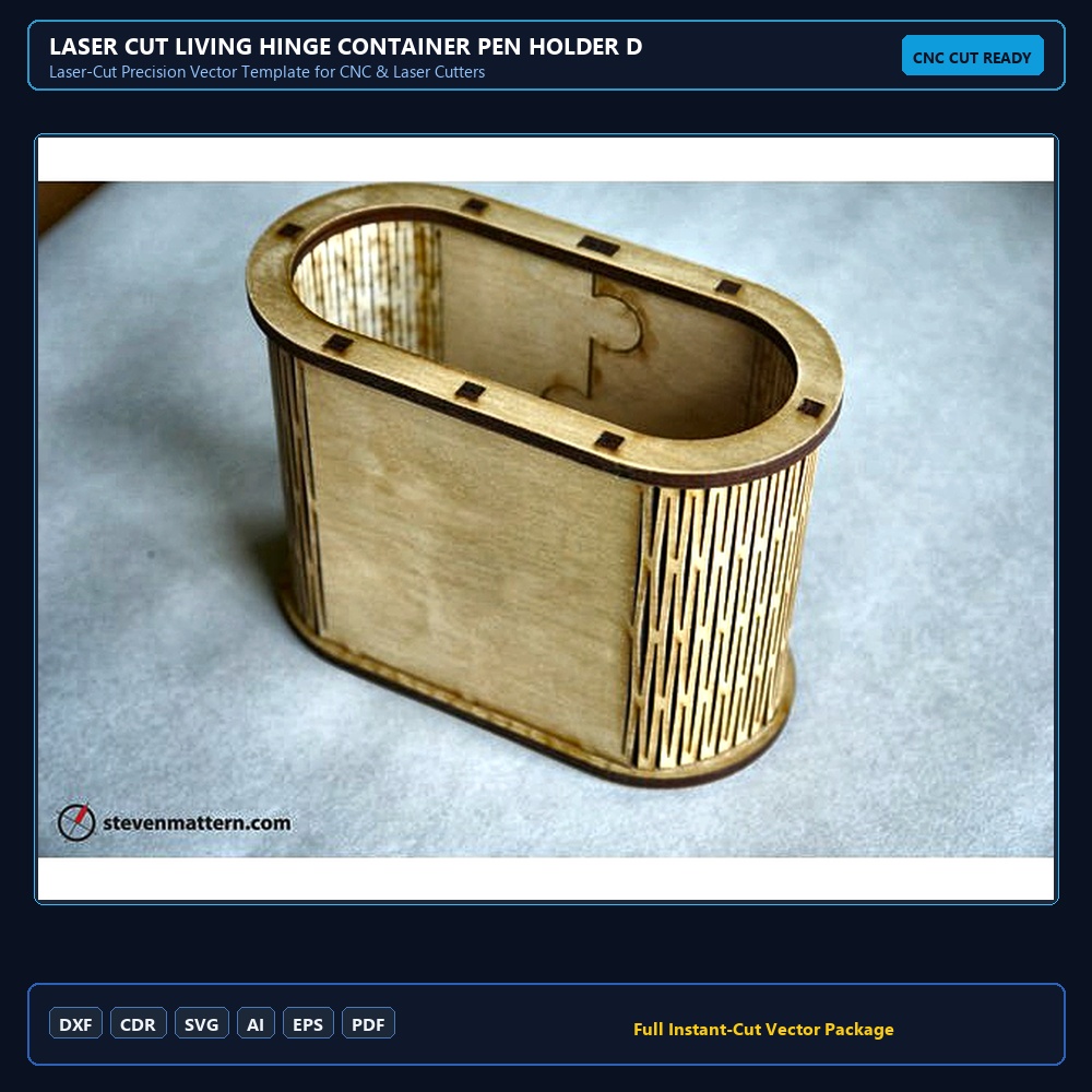Laser Cut Living Hinge Container Pen Holder DXF File Free Download - 3axis.co