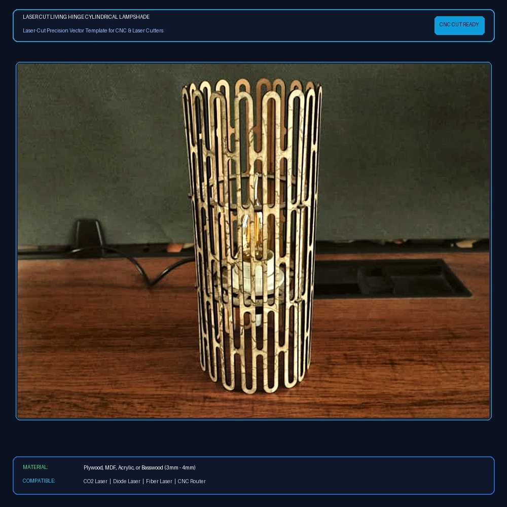Laser Cut Living Hinge Cylindrical Lampshade View 2