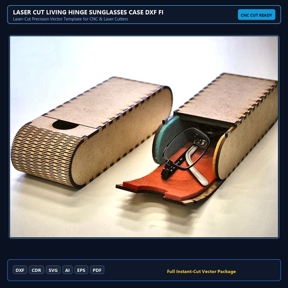 Laser Cut Living Hinge Sunglasses Case DXF File Free Download - 3axis.co