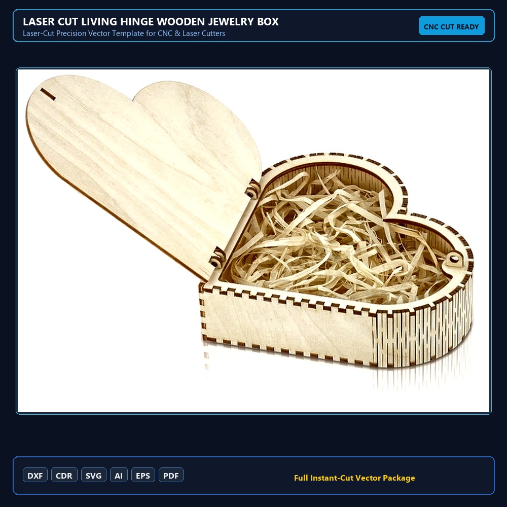 Laser Cut Living Hinge Wooden Jewelry Box