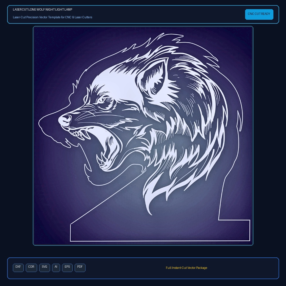 Laser Cut Lone Wolf Night Light Lamp