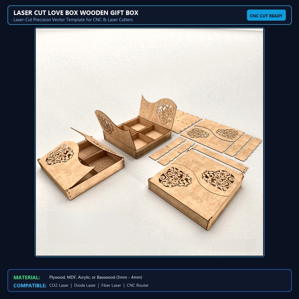 Laser Cut Love Box Wooden Gift Box View 2