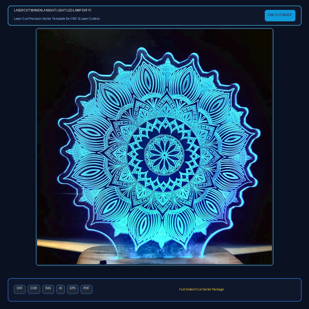 Laser Cut Mandala Night Light LED Lamp DXF File Free Download - 3axis.co