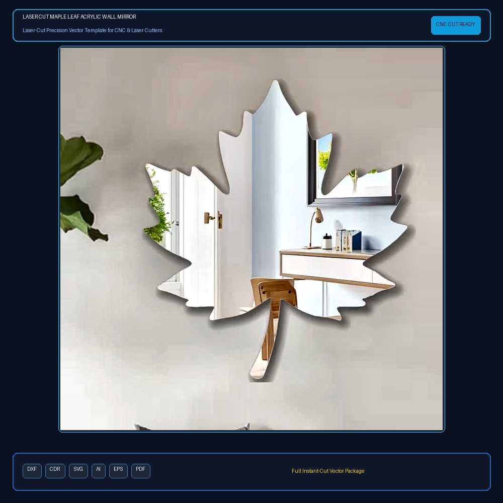 Laser Cut Maple Leaf Acrylic Wall Mirror