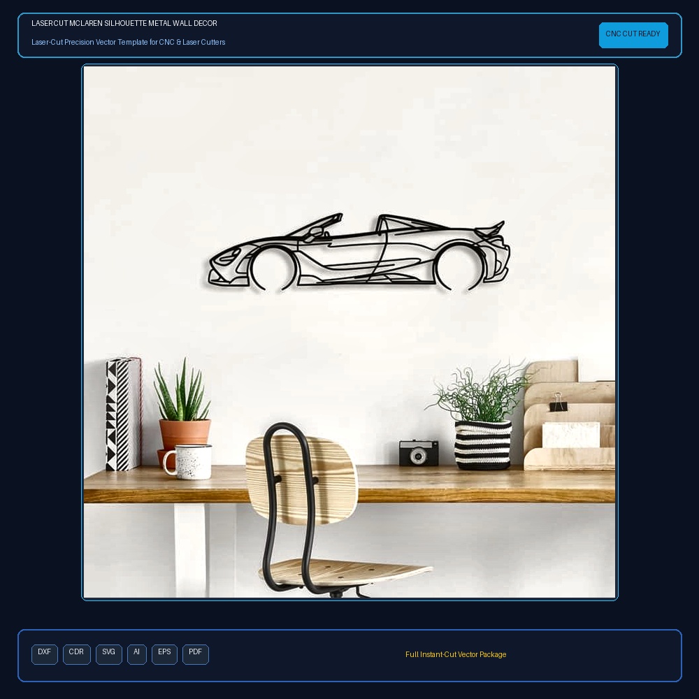 Laser Cut McLaren Silhouette Metal Wall Decor