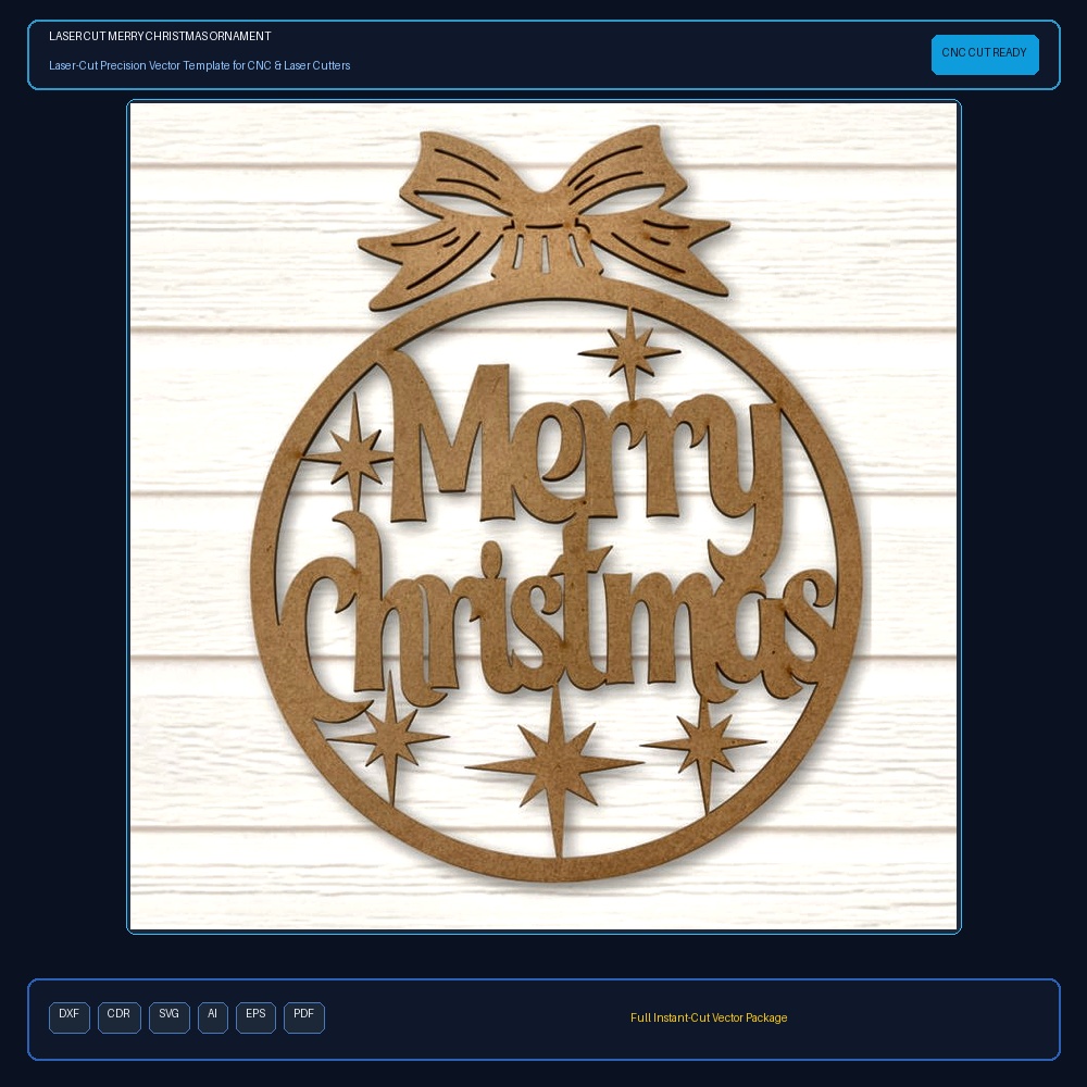 Laser Cut Merry Christmas Ornament
