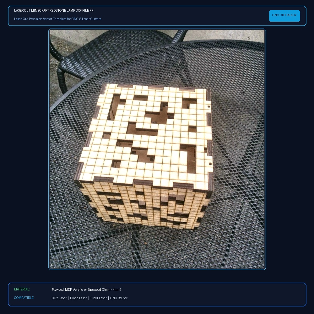 Laser Cut Minecraft Redstone Lamp DXF File Free Download - 3axis.co View 2