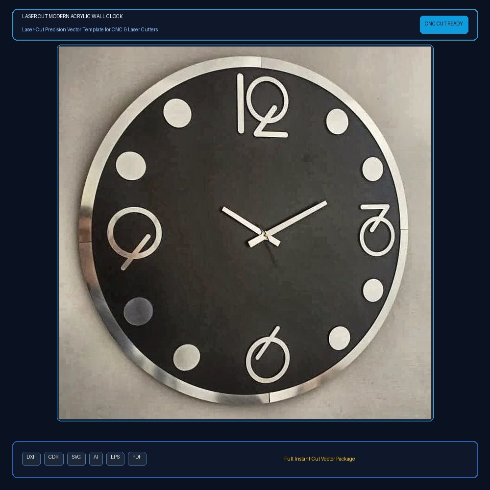 Laser Cut Modern Acrylic Wall Clock