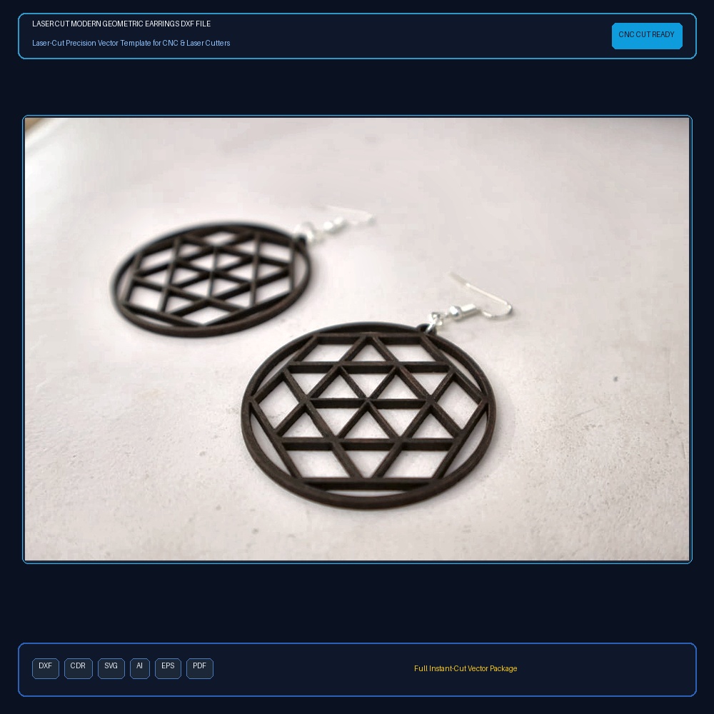 Laser Cut Modern Geometric Earrings DXF File Free Download - 3axis.co