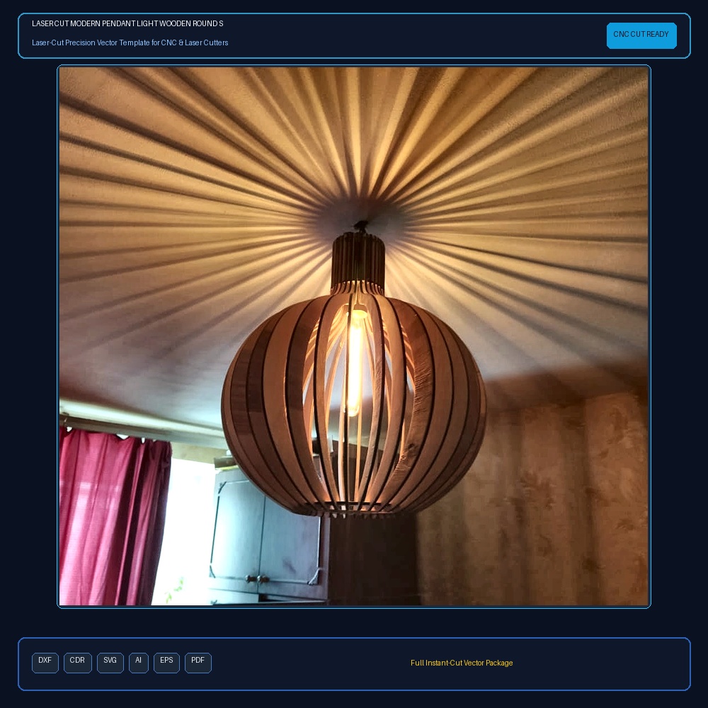 Laser Cut Modern Pendant Light Wooden Round Shape Pendant Lamp