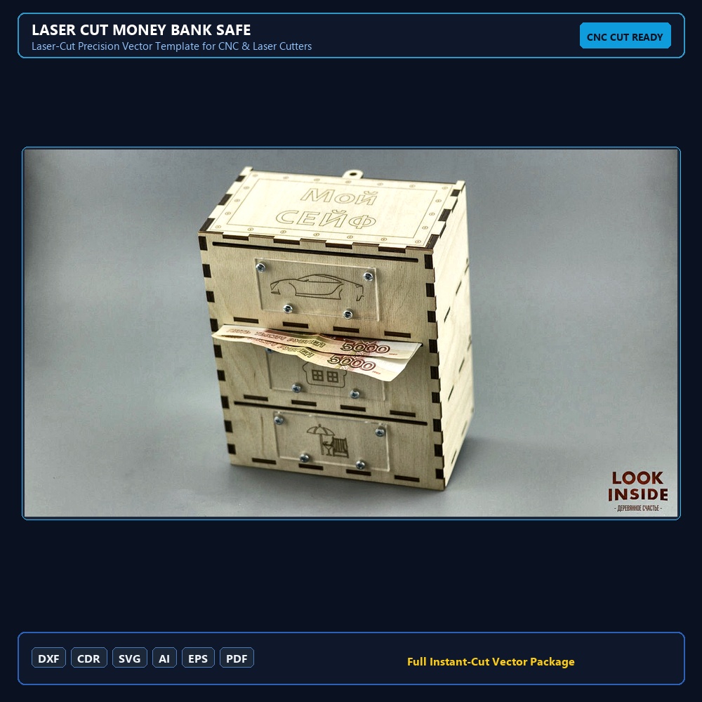 Laser Cut Money Bank Safe