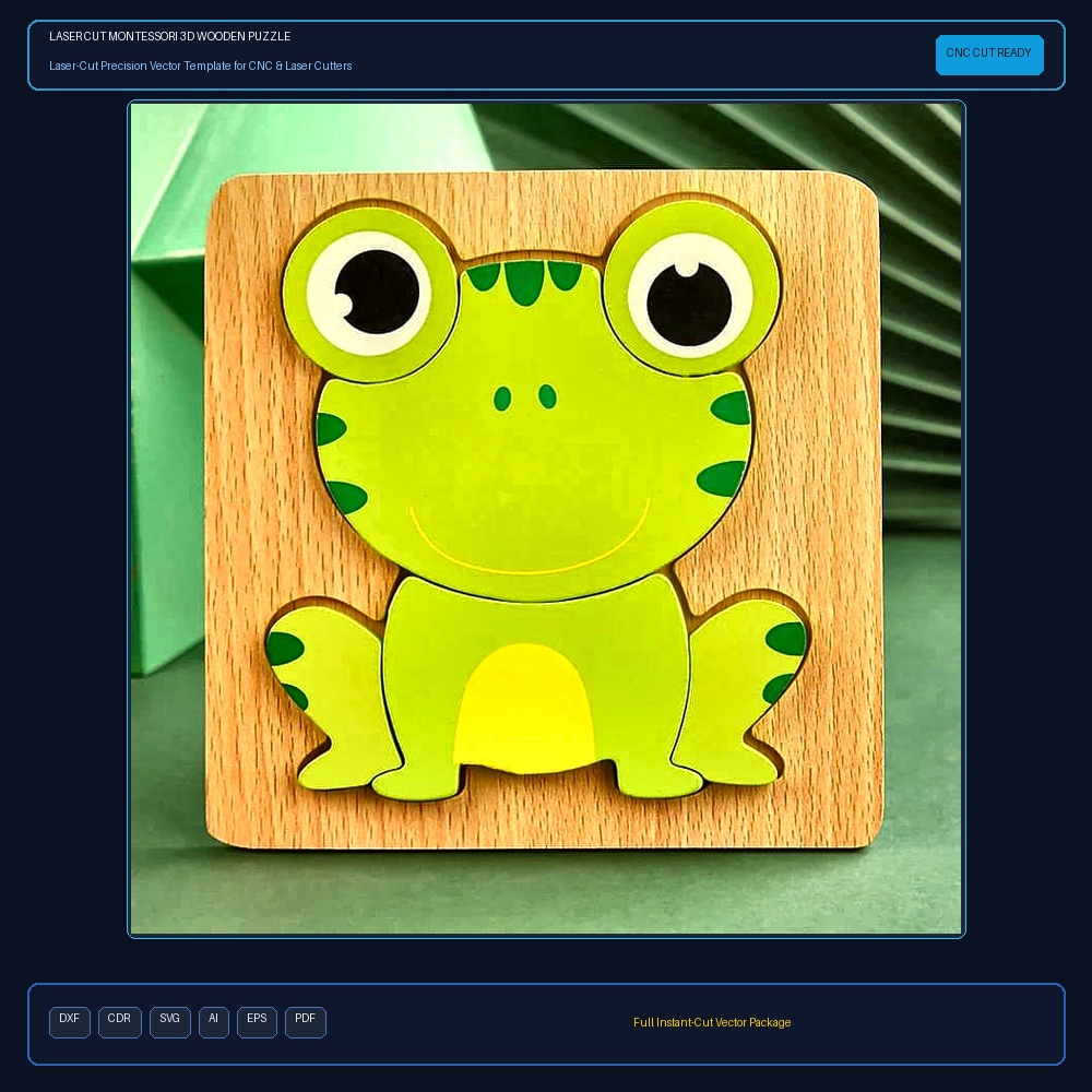 Laser Cut Montessori 3D Wooden Puzzle