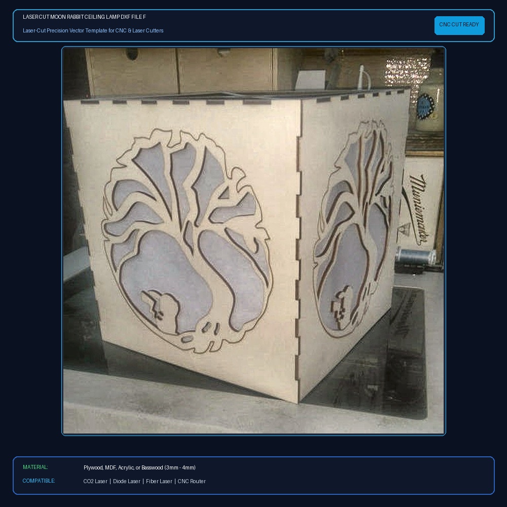 Laser Cut Moon Rabbit Ceiling Lamp DXF File Free Download - 3axis.co View 2