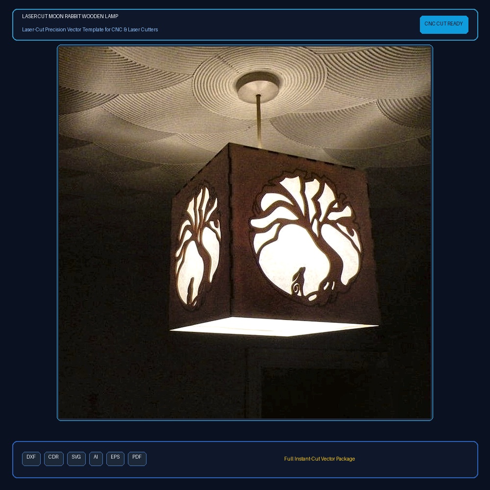 Laser Cut Moon Rabbit Wooden Lamp