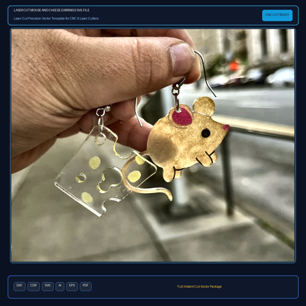 Laser Cut Mouse And Cheese Earrings SVG File Free Download - 3axis.co
