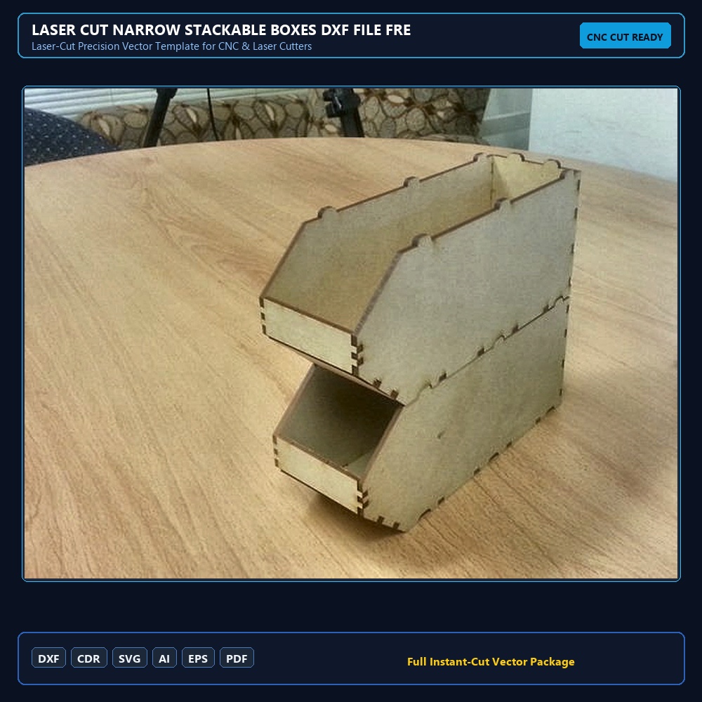 Laser Cut Narrow Stackable Boxes DXF File Free Download - 3axis.co