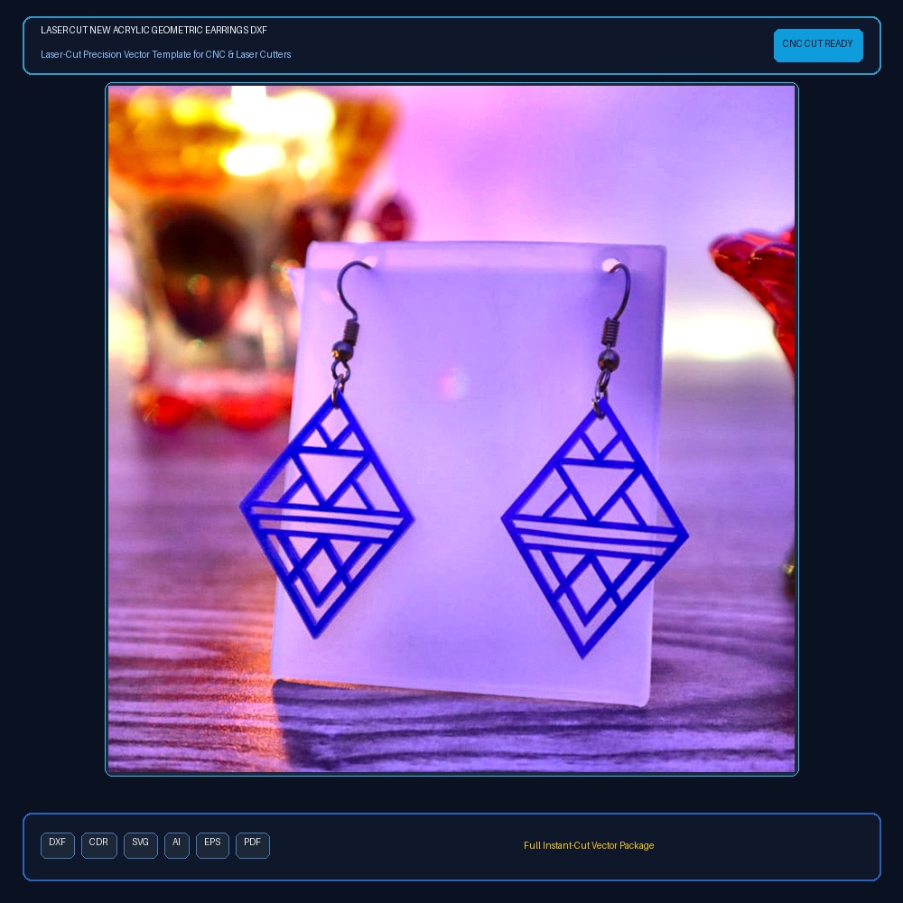 Laser Cut New Acrylic Geometric Earrings DXF File Free Download - 3axis.co