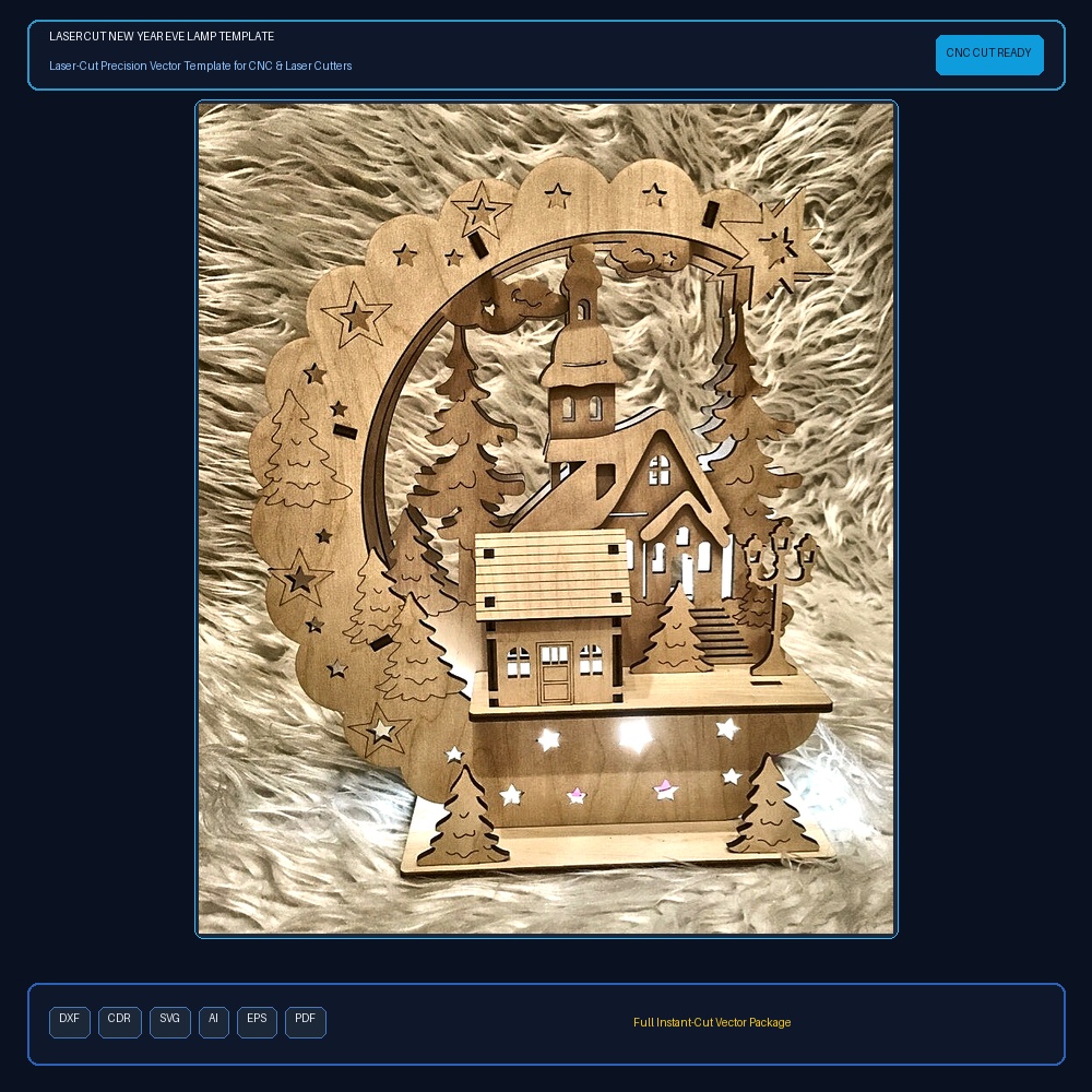 Laser Cut New Year Eve Lamp Template