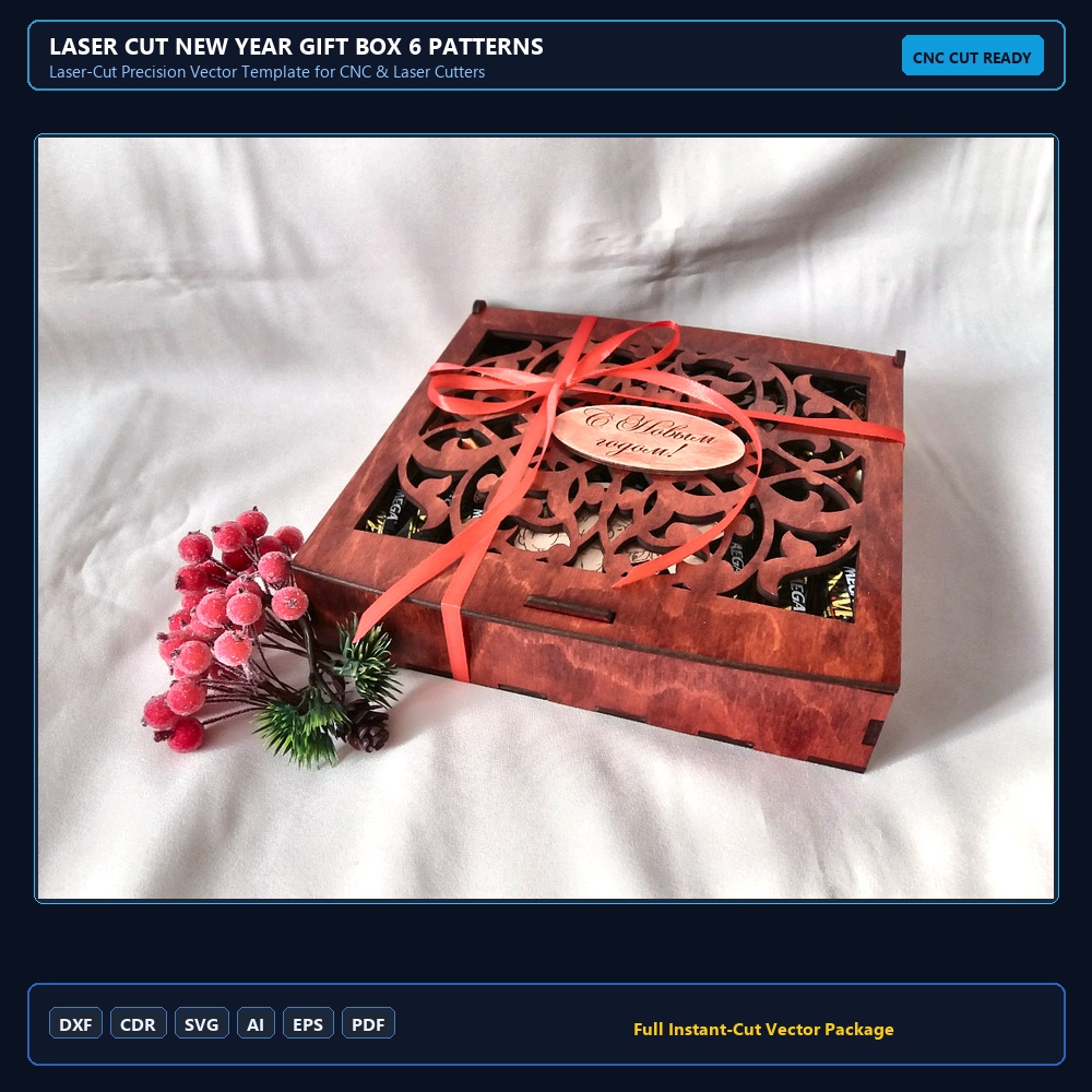 Laser Cut New Year Gift Box 6 Patterns