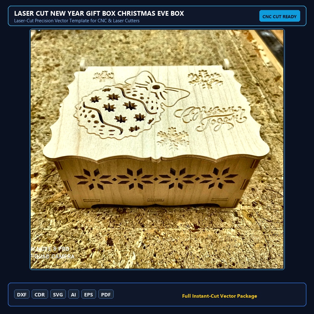 Laser Cut New Year Gift Box Christmas Eve Box DXF File Free Download - 3axis.co