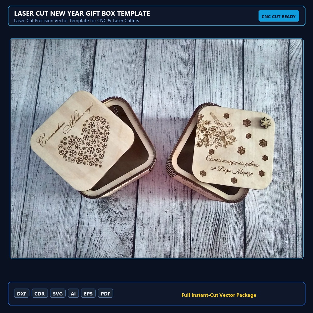 Laser Cut New Year Gift Box Template