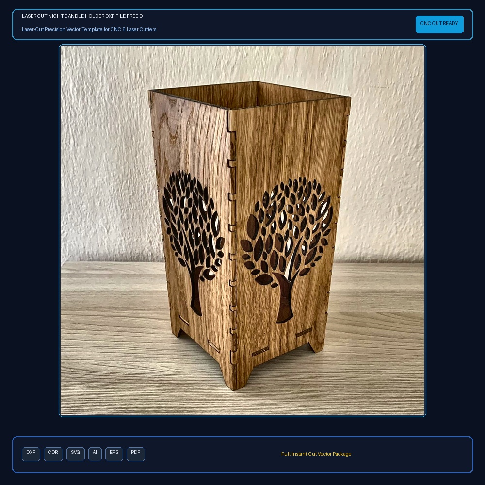 Laser Cut Night Candle Holder DXF File Free Download - 3axis.co