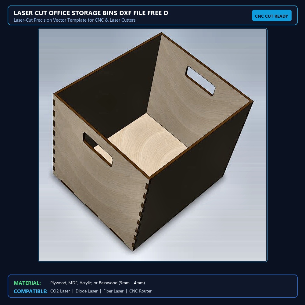 Laser Cut Office Storage Bins DXF File Free Download - 3axis.co View 2