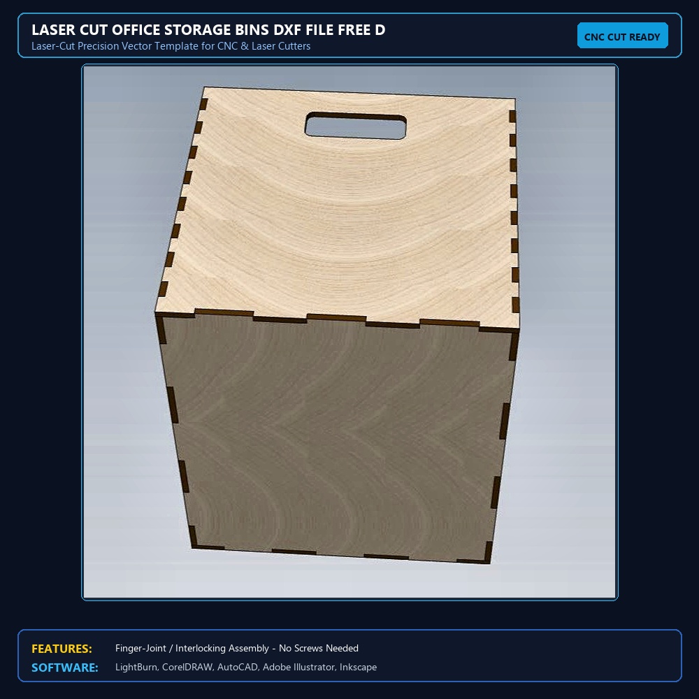 Laser Cut Office Storage Bins DXF File Free Download - 3axis.co View 3