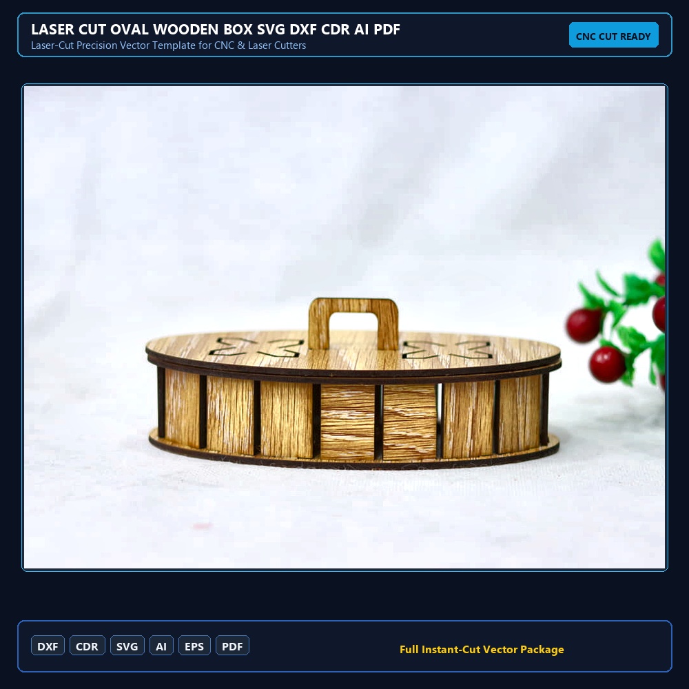 Laser Cut Oval Wooden Box SVG DXF CDR AI PDF Free Download - 3axis.co