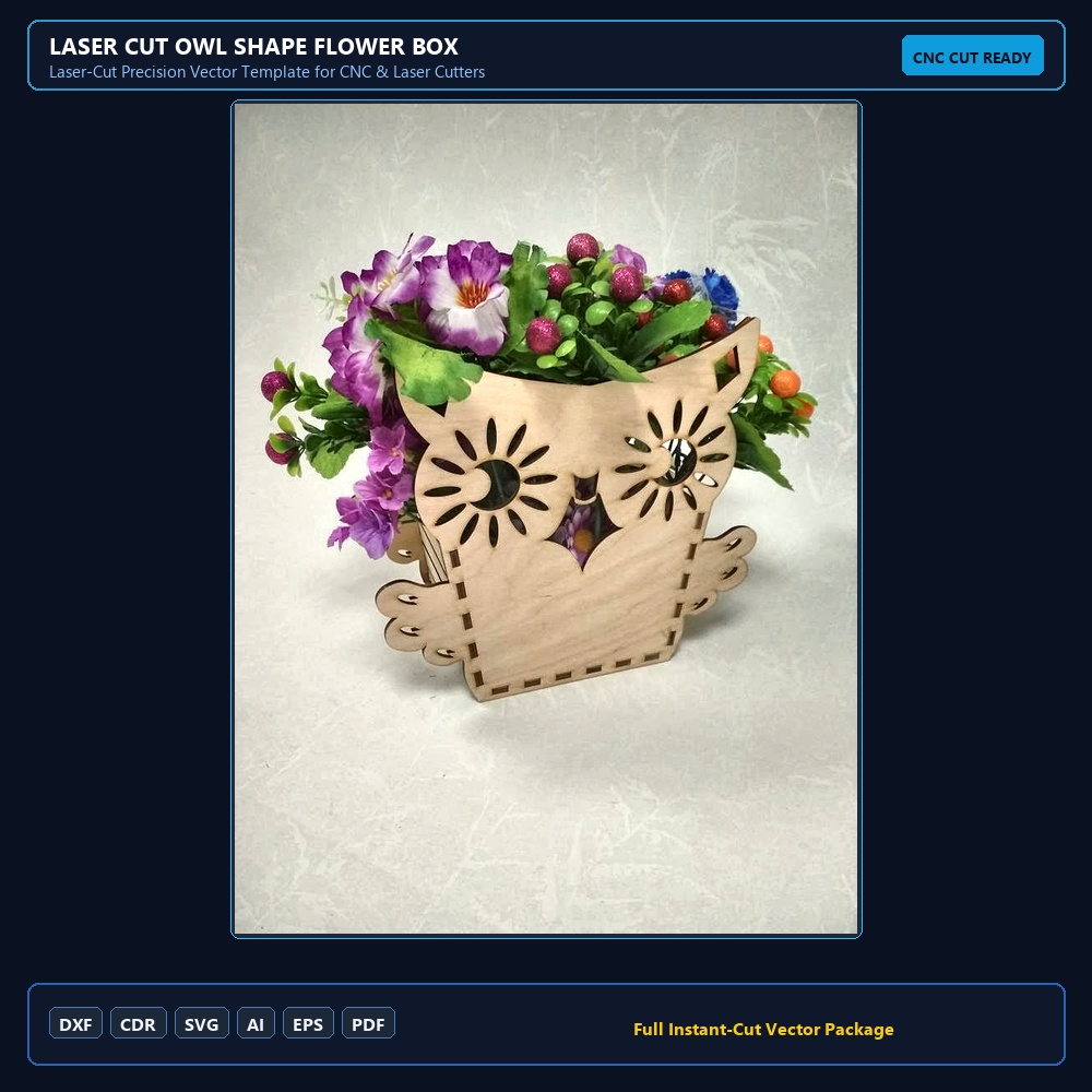 Laser Cut Owl Shape Flower Box