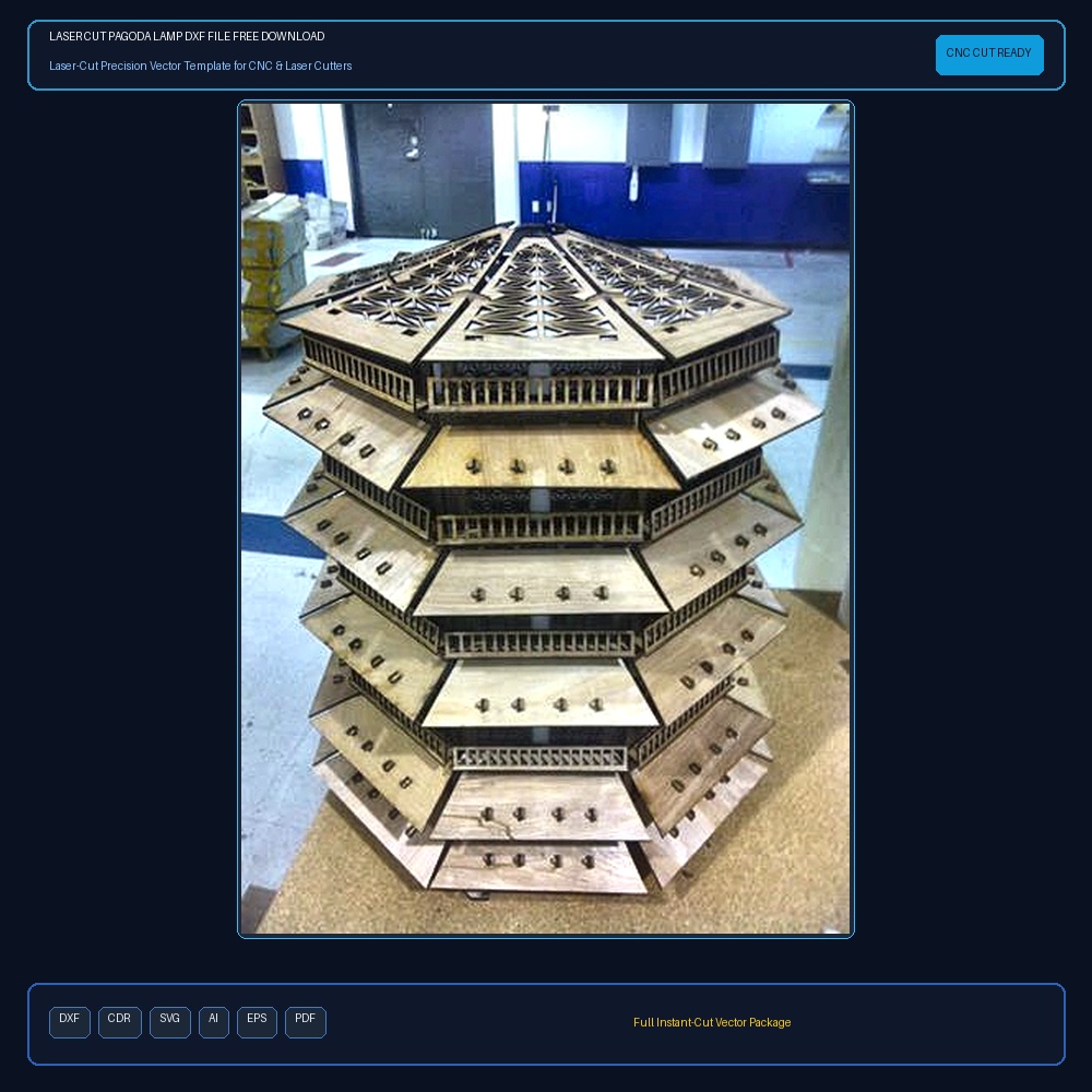 Laser Cut Pagoda Lamp DXF File Free Download - 3axis.co