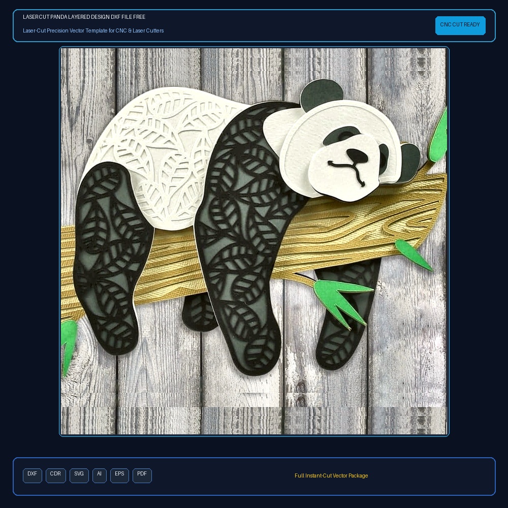 Laser Cut Panda Layered Design DXF File Free Download - 3axis.co