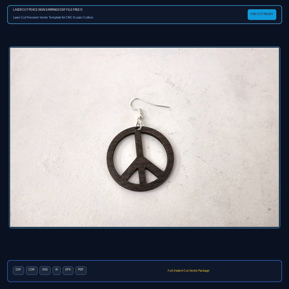 Laser Cut Peace Sign Earrings DXF File Free Download - 3axis.co