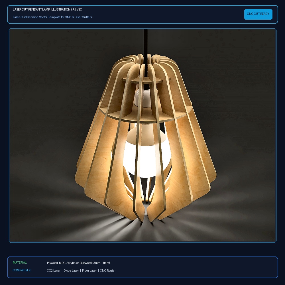 Laser Cut Pendant Lamp Illustration (.ai) vector file free download - 3axis.co View 2