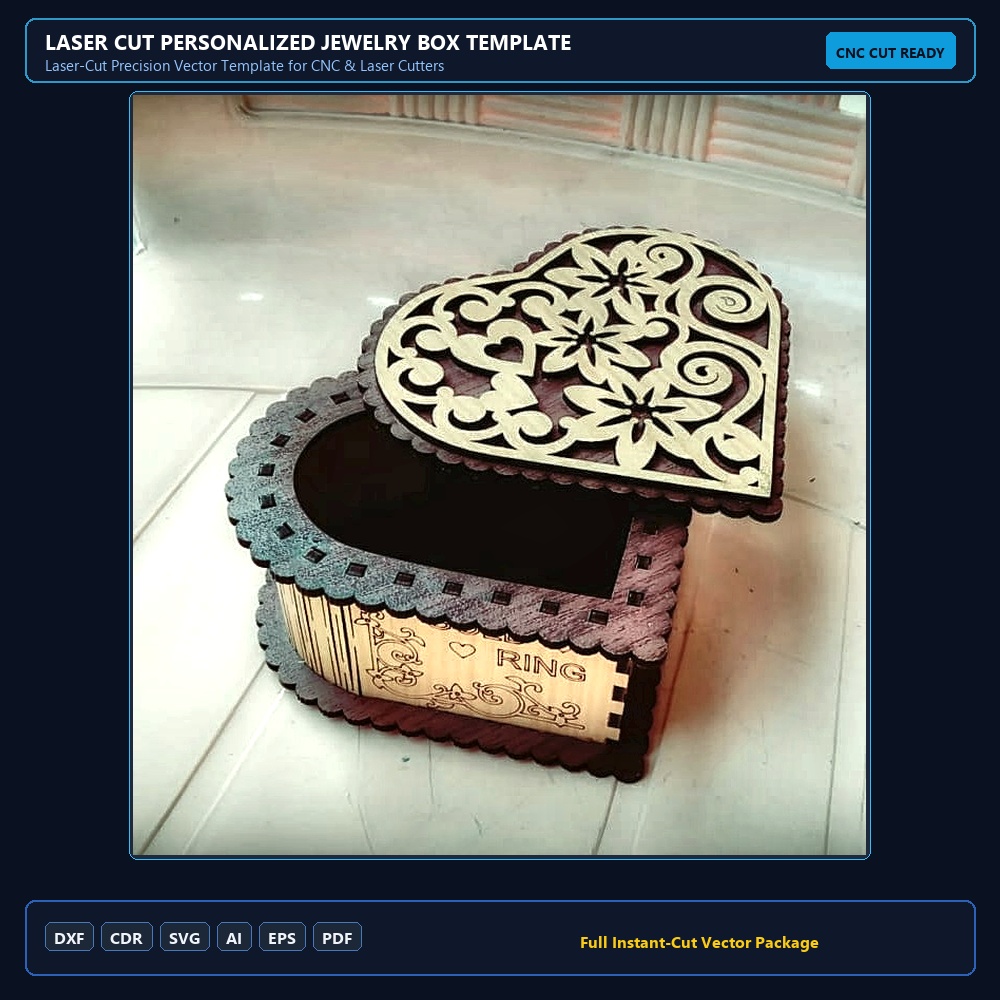 Laser Cut Personalized Jewelry Box Template