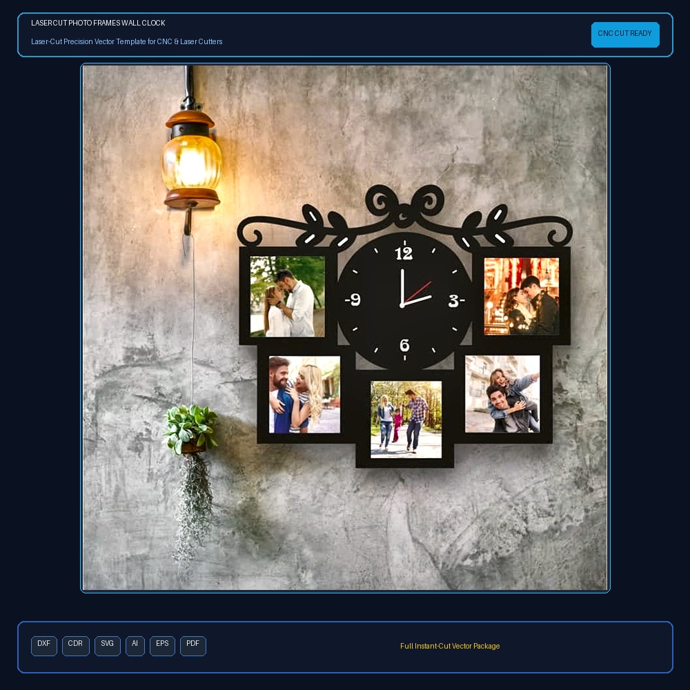 Laser Cut Photo Frames Wall Clock