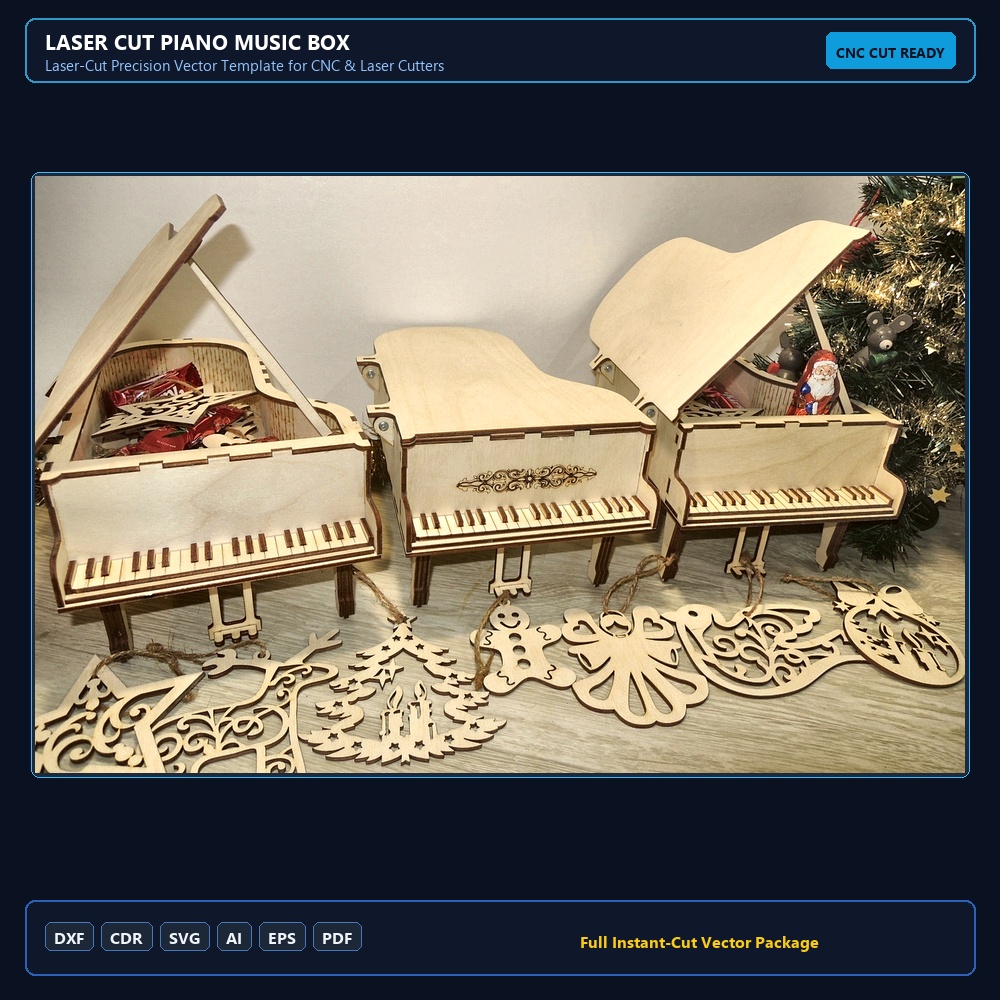 Laser Cut Piano Music Box