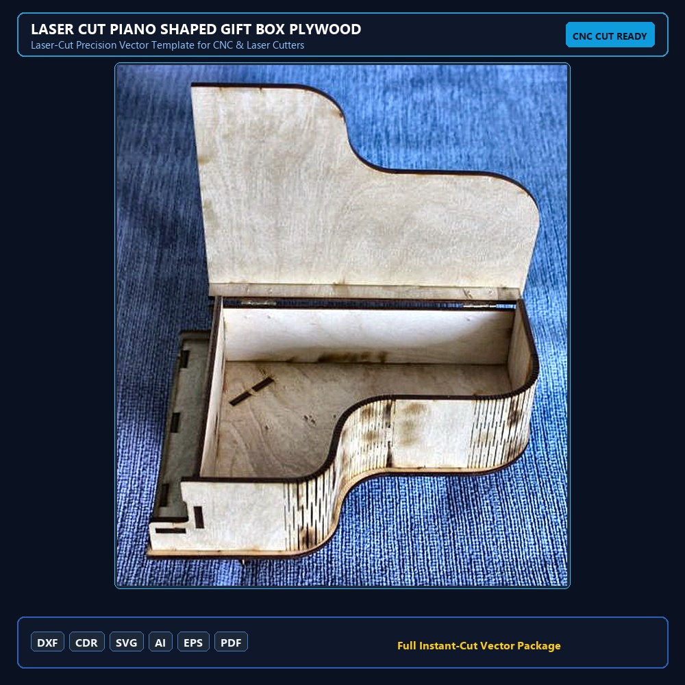 Laser Cut Piano Shaped Gift Box Plywood