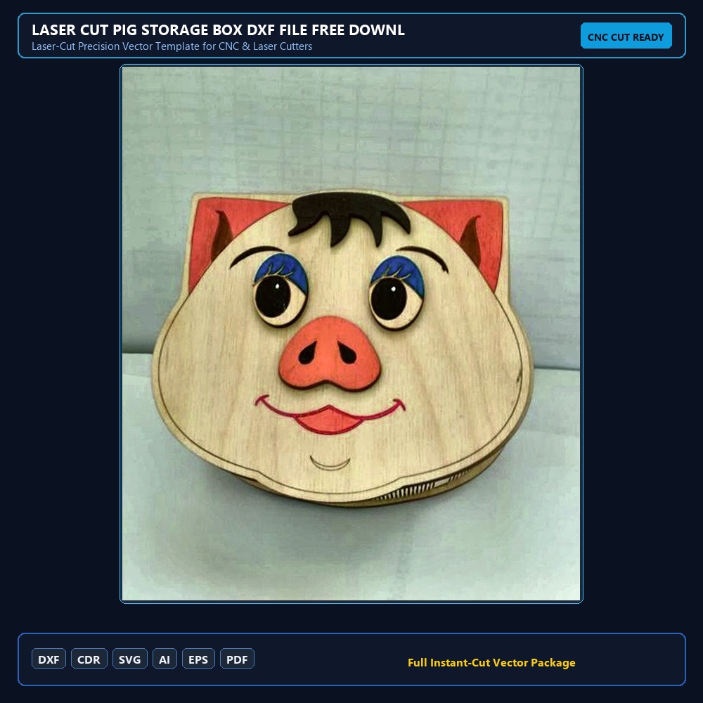 Laser Cut Pig Storage Box DXF File Free Download - 3axis.co