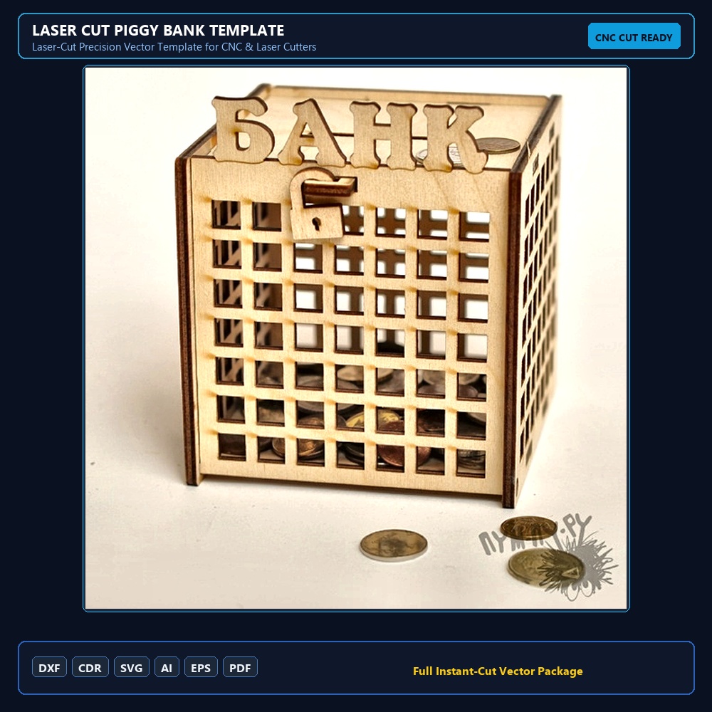Laser Cut Piggy Bank Template