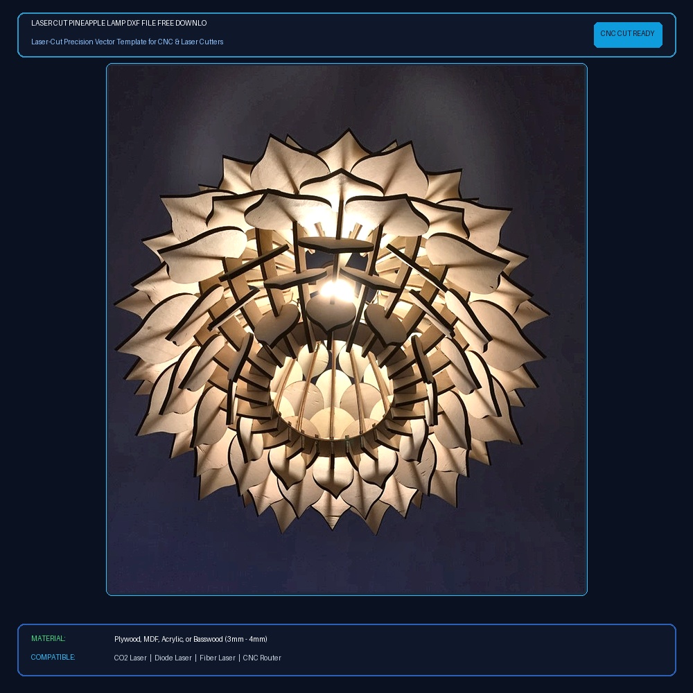 Laser Cut Pineapple Lamp DXF File Free Download - 3axis.co View 2