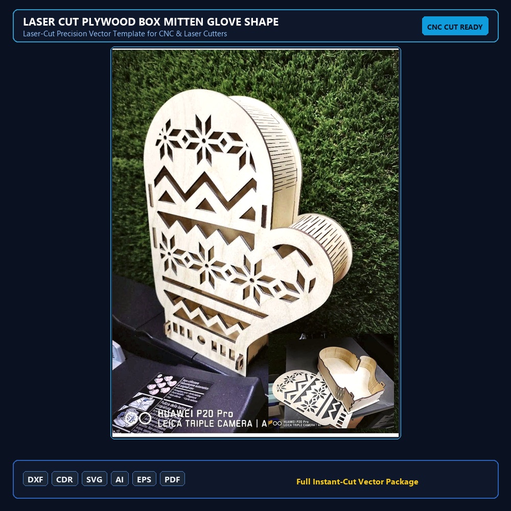 Laser Cut Plywood Box Mitten Glove Shape
