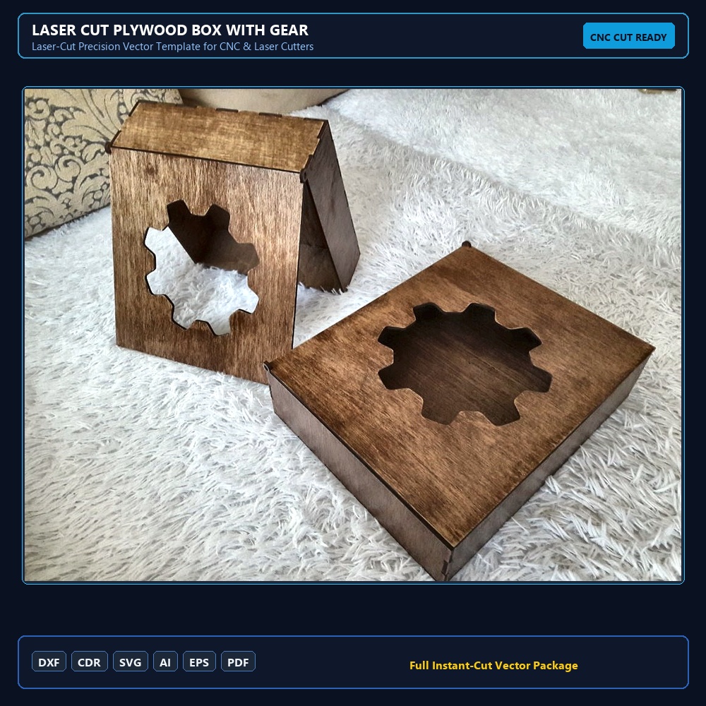 Laser Cut Plywood Box With Gear