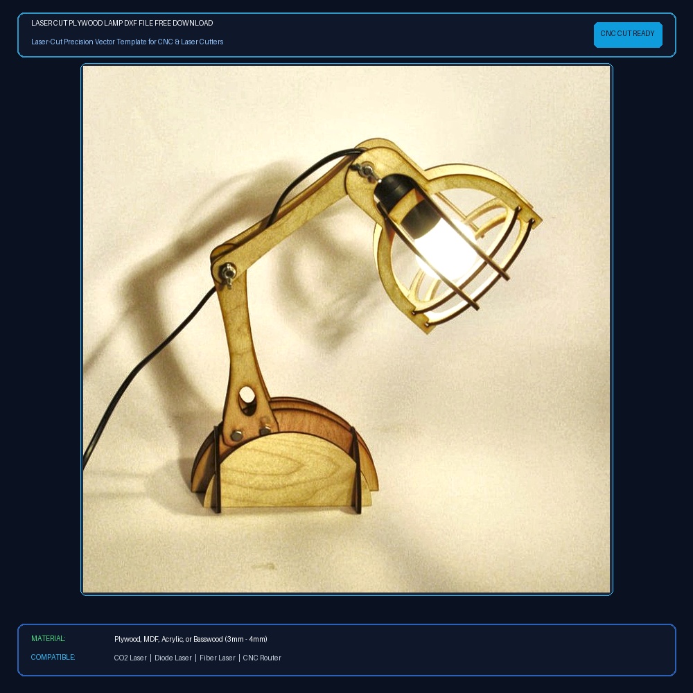 Laser Cut Plywood Lamp DXF File Free Download - 3axis.co View 2