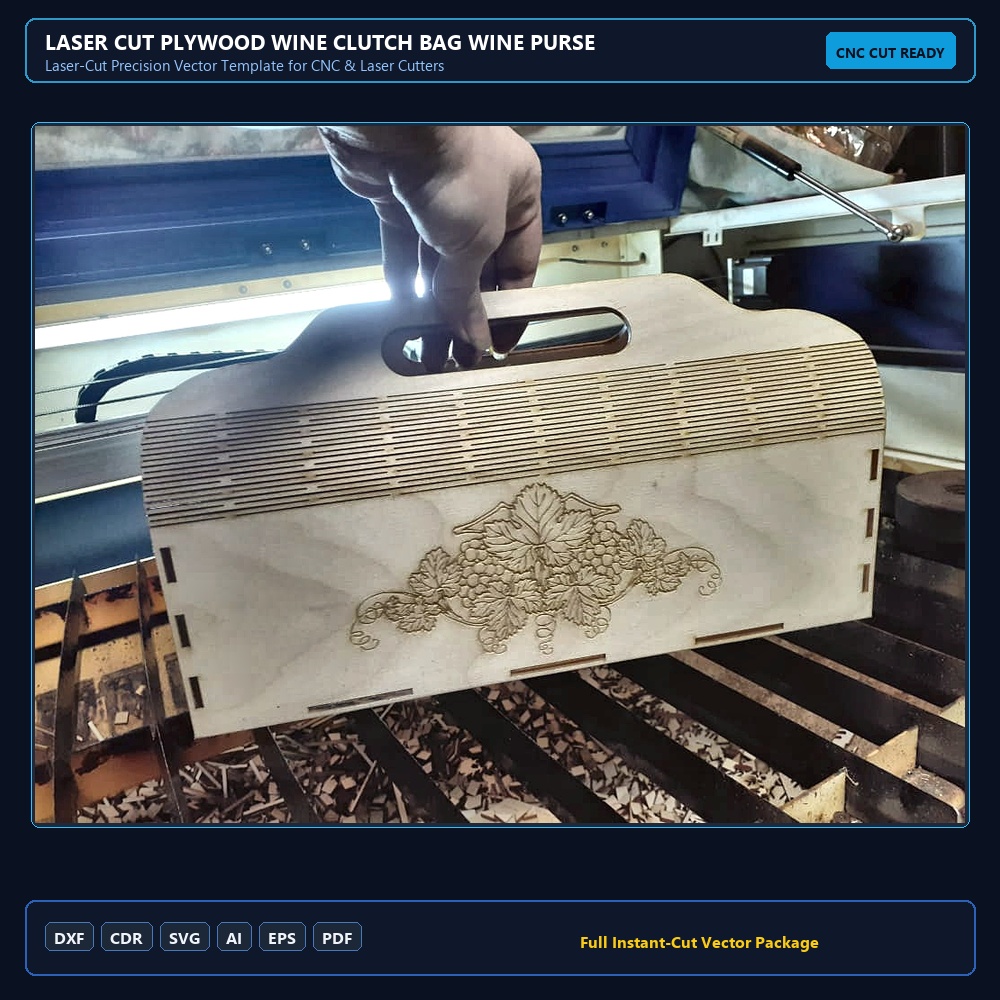 Laser Cut Plywood Wine Clutch Bag Wine Purse